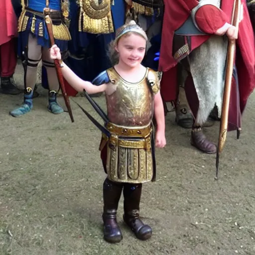 Image similar to small girl as a Roman legionnaire