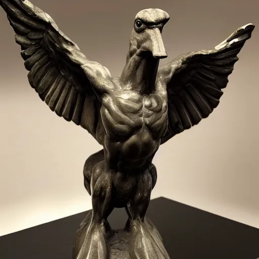 Prompt: muscular bird statue, sculpted by michelangelo