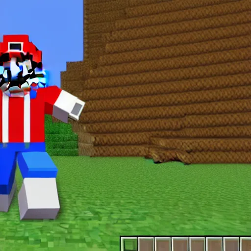 Prompt: Mario in Minecraft