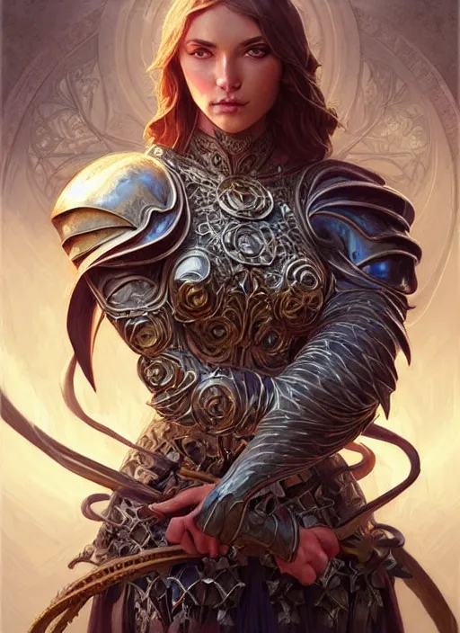 Image similar to Muscular and powerful medieval knight portrait, art nouveau, fantasy, intricate flower designs, elegant, highly detailed, sharp focus, art by Artgerm and Greg Rutkowski