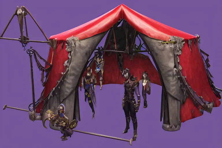 Image similar to 3d sculpt of a gothic circus tent, artstaton, League of Legends, red dead redemption2, overwatch, digital illustration