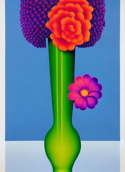 Prompt: vase with flowers by shusei nagaoka, kaws, david rudnick, airbrush on canvas, pastell colours, cell shaded, 8 k