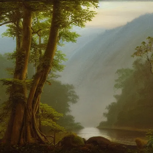 Prompt: rain forest in the hudson river school style