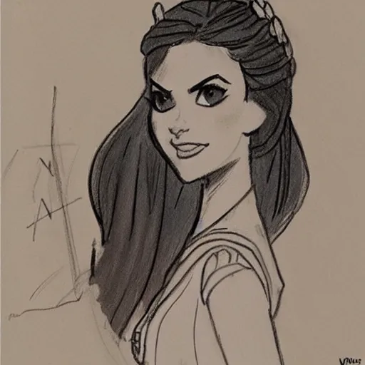 Image similar to milt kahl sketch of victoria justice as princess padme from star wars episode 3