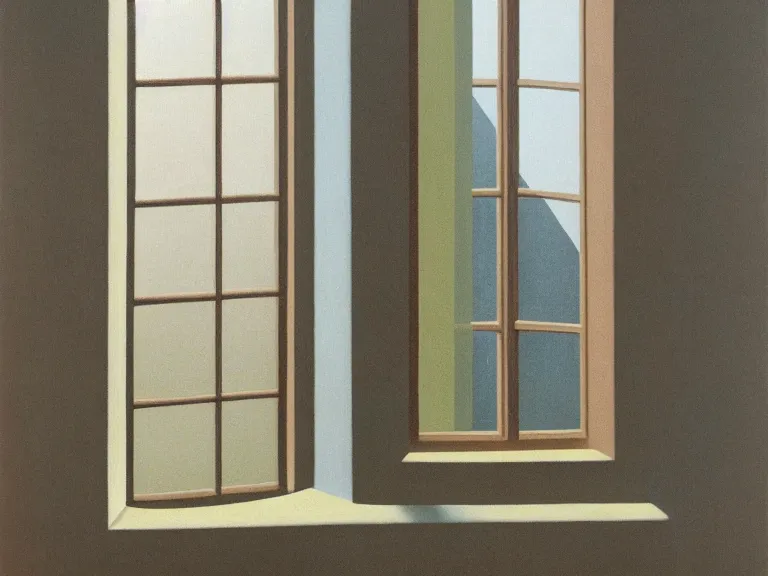 Image similar to an open window to nothingness in brick wall with endless hallway inside, painting by rene magritte, centered, high detail, high resolution