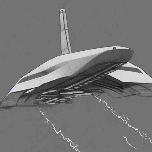 Prompt: close up of space x starship landing at heathrow airport with planes flying around, pencil sketch, realistic shaded, fine details, realistic shaded lighting poster by greg rutkowski