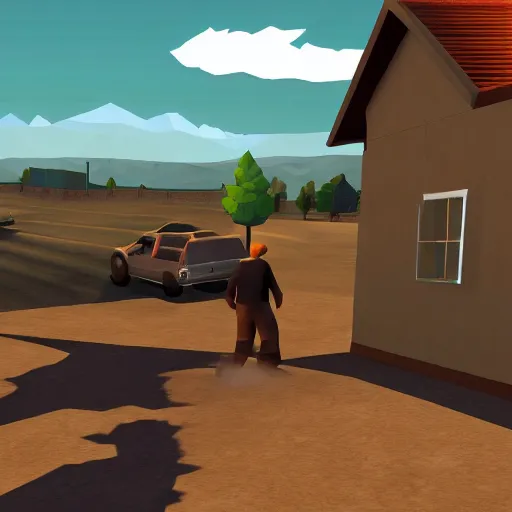 Prompt: Screenshot of Breaking Bad for the Playstation 2, low poly, nostalgic