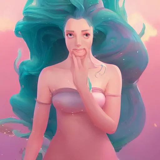 Image similar to painted portrait of princess ariel, fantastically pastel colors, octane render, matte painting concept art, official fanart behance hd artstation by jesper elsing, by rhads and makoto shinkai and lois van baarle and ilya kuvshinov and rossdraws