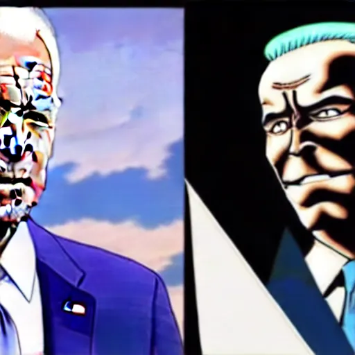 Image similar to Joe Biden in JoJo's Bizarre Adventure