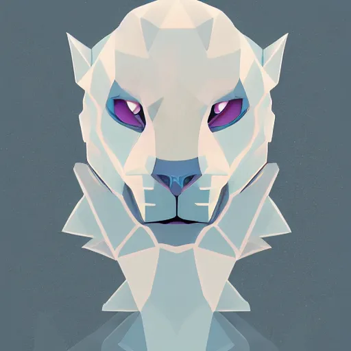 Image similar to aesthetic albino panther fursona portrait, commission of a anthropomorphic lion on fire, fursona wearing stylish clothes, winter armosphere, pastel simple art, low poly