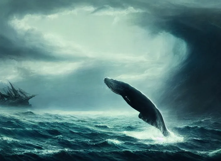 whale leviathan swimming in the stormy sea concept, | Stable Diffusion ...