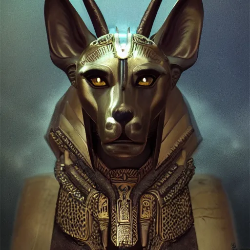 Image similar to portrait of anubis, intricate artwork, concept art, octane render, deviantart, cinematic, key art, hyperrealism, iridescent accents, portrait photograph, nikon 3 5 mm, photograph by greg rutkowski