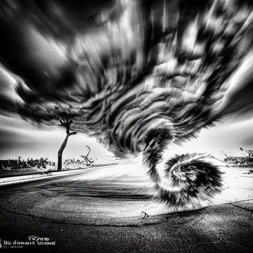 Image similar to a twisted face like a tornado, realistic detailed photography