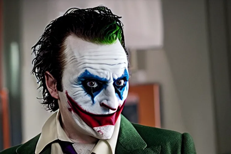 Prompt: a film still of Peter Serafinowicz as Joker high quality