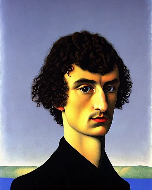 Image similar to portrait of adam ondra by magritte