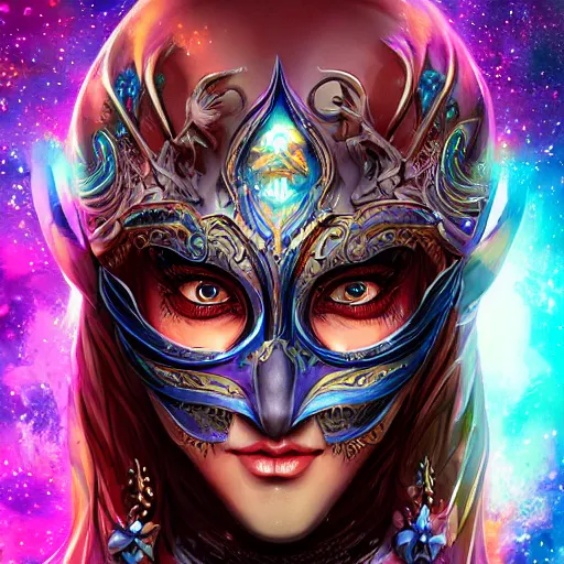 Image similar to Very very very very highly detailed mystic, enigmatic, strange portrait of a phantom warrior with galaxy, roses, shark's teeth by Artgerm, intricate, extremely detailed, digital painting, artstation, concept art, smooth, sharp focus, illustration, intimidating lighting, incredible art,