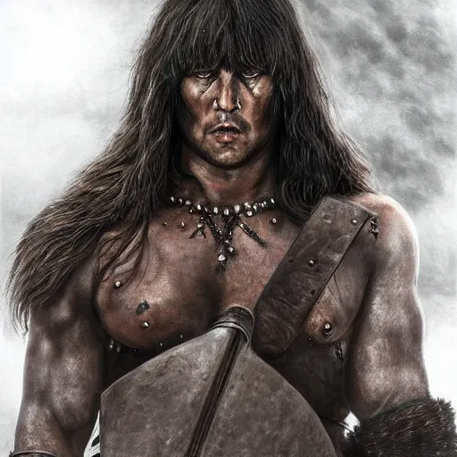 Prompt: hyper realistic photo of cimmerian conan barbarian portrait, cinematic