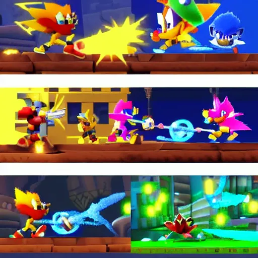 Image similar to crash bandicoot bros kirby super star ultra sonic the hedgehog gta style ratchet and clank