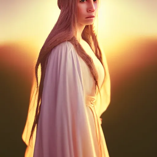 Prompt: photographic portrait of a stunningly beautiful high priestess of the rosicrucian order female in soft dreamy light at sunset, contemporary fashion shoot, by edward robert hughes, annie leibovitz and steve mccurry, david lazar, jimmy nelsson, breathtaking, 8 k resolution, extremely detailed, beautiful, establishing shot, artistic, hyperrealistic, beautiful face, octane render
