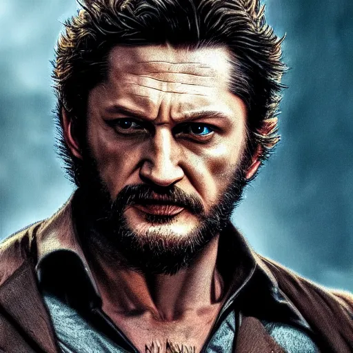 Image similar to Tom Hardy as wolverine 4K quality Photorealism