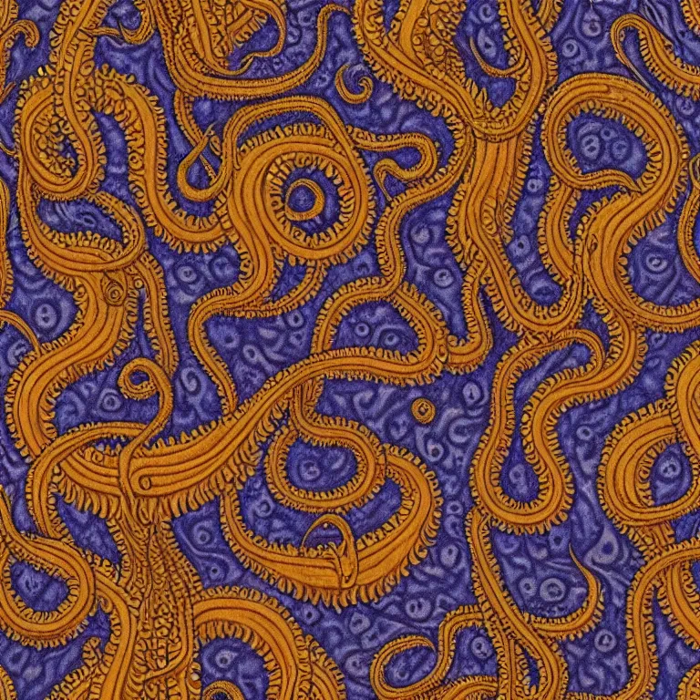 Prompt: lovecraftian seamless pattern by jean delville