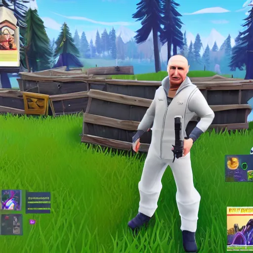 Image similar to vladimir putin as fortnite character, gameplay screenshot