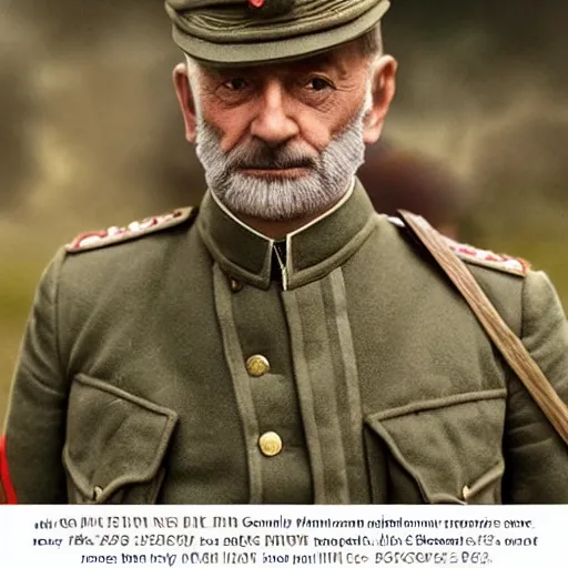 Image similar to movie scene jeremy corbin in ww 1 russian soldiers uniform, photorealistic, highly detailed 8 k