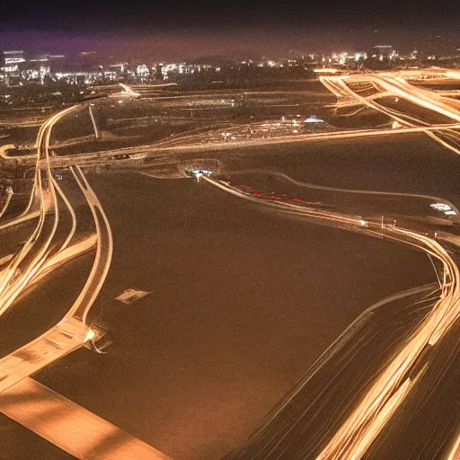 Prompt: flying through suburbia at night