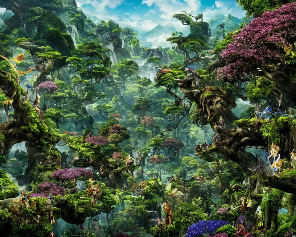 Image similar to the beastlands, avatar ( 2 0 0 9 ), lush landscape, jungle landscape, flowers