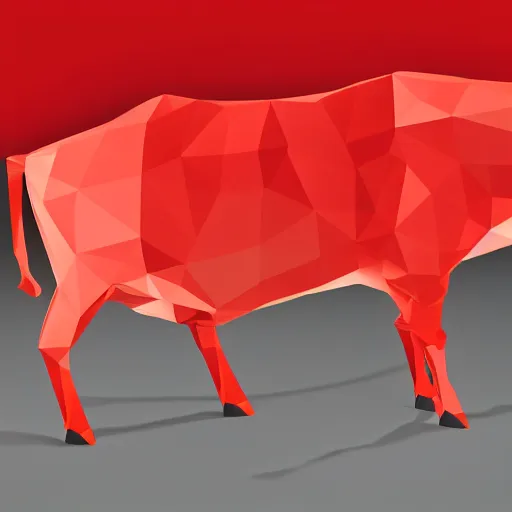 Prompt: orange to red gradient background, low poly art of cow connecting lines