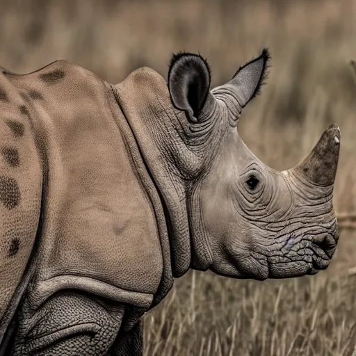 Image similar to a rhino with cheetah print spots, nature photography