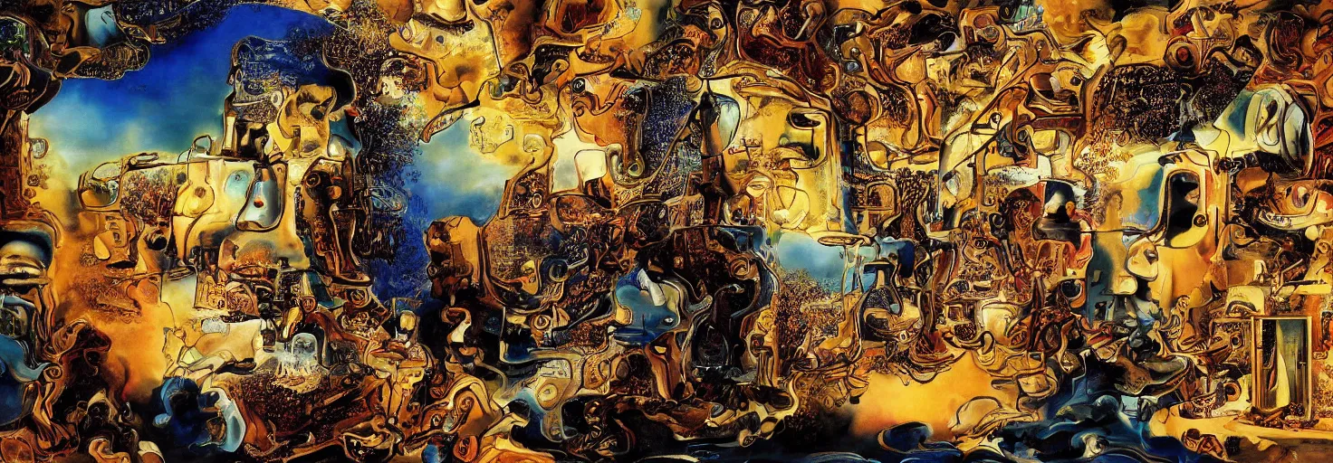 Prompt: Celebration of birth of General Artificial Intelligence by Salvador Dali and Bob Ross collaboration, digital art, high details