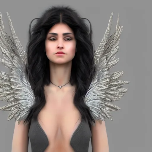 Prompt: goddess of beauty, feathered wings, humanoid face, symmetrical face, character concept art, hyperrealistic, unreal engine render, 8k
