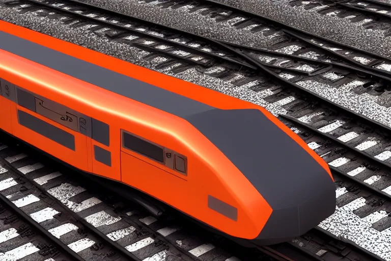 Prompt: cad design of futuristic train with orange details, solidworks, octane render, studio light, 3 5 mm
