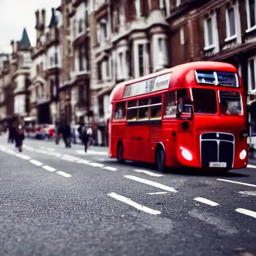 Prompt: a giant ant in a london street with a red double decker bus in it's jaws and people running in horror, photography, cinematic