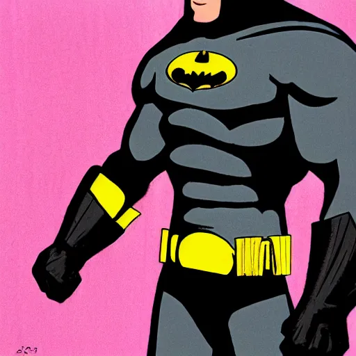 Image similar to photograph of batman wearing a pink dress