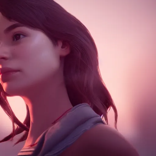 Prompt: portrait of 2 2 - year - old woman with angle 9 0 ° very very beautifull looking away, cinematic scene, unreal engine