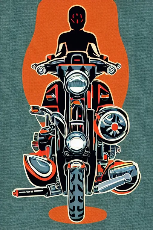 Prompt: Harley Davidson alien with blaster, sticker, colorful, illustration, highly detailed, simple, smooth and clean vector curves, no jagged lines, vector art, smooth