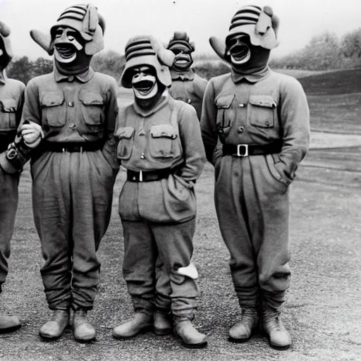 Image similar to German WW2 officers dressed up as the teletubbies