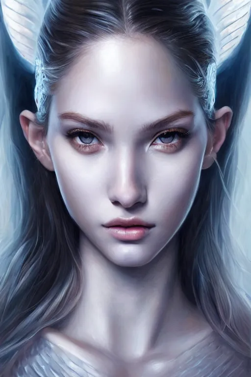 Image similar to a photorealistic painting of an attractive young girl, partially clothed in ethereal armor emitting psychic powers, beautiful bone structure, perfectly proportioned face, perfect eyes, intricate, elegant, highly detailed, hyper detailed, trending on tumblr, by artgerm, by loish, fantasy scene, fantasy aesthetic, trending on Artstation