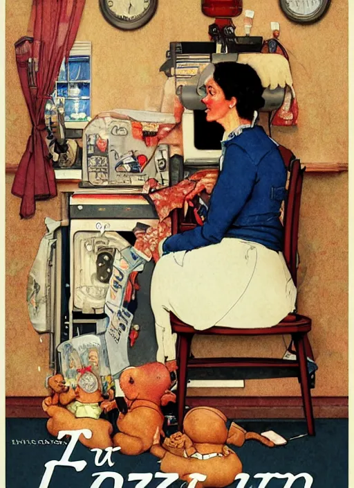 Image similar to poster for a drama film animation called lazy woman, 8 k, hd, art by norman rockwell