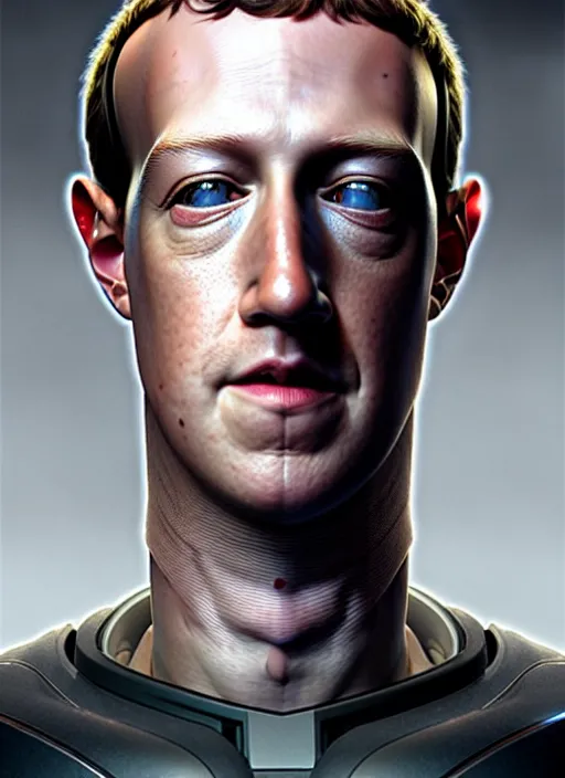 Image similar to mark zuckerberg as male android from i robot!!!, lifeless, portrait, intricate, highly detailed, digital painting, artstation, concept art, wallpaper, smooth, sharp focus, illustration, art by h. r. giger and artgerm and greg rutkowski and alphonse mucha