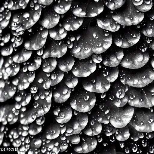 Image similar to dewdrops on creeper tendrils, award winning black and white photography