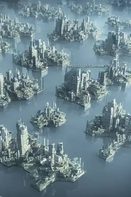 Prompt: a futuristic floating city