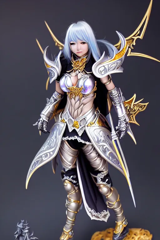 Image similar to sakimi chan, silver fantasy armor with gold filagree, detailed face, tony sart