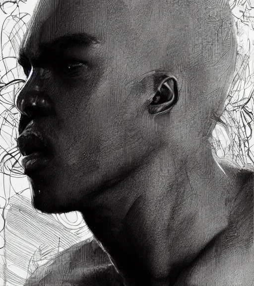 Prompt: portrait of anderson silva, pen and ink, intricate line drawings, by craig mullins, ruan jia, kentaro miura, greg rutkowski, loundraw