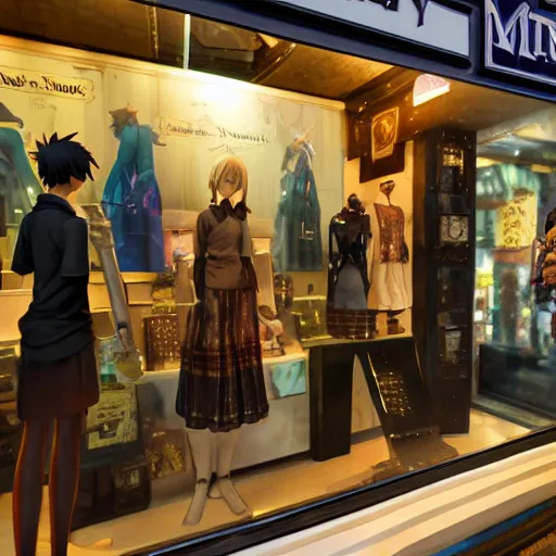 Image similar to fantasy store window makoto shinkai