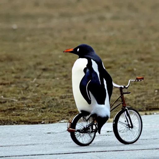 Image similar to penguin riding a bicycle