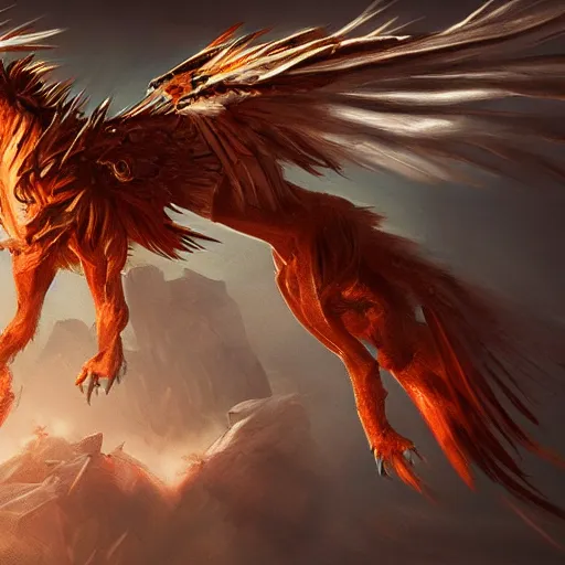 Prompt: griffon, dynamic lighting, photorealistic fantasy concept art, trending on art station, stunning visuals, creative, cinematic, ultra detailed