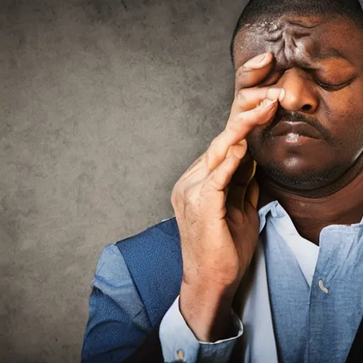 Prompt: City Worker playing Othello while crying, award-winning photograph